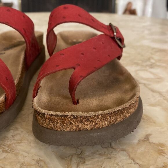 Mephisto Helen Air Relax Ostrich Embossed Red Leather Women’s Sandals - Picture 5 of 16